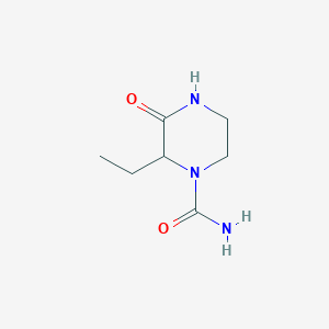 molecular formula C7H13N3O2 B15266478 2-Ethyl-3-oxopiperazine-1-carboxamide 