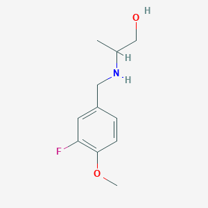 molecular formula C11H16FNO2 B15266502 2-{[(3-Fluoro-4-methoxyphenyl)methyl]amino}propan-1-ol 