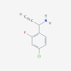 molecular formula C9H7ClFN B15266524 1-(4-Chloro-2-fluorophenyl)prop-2-yn-1-amine 