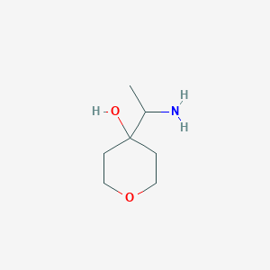 molecular formula C7H15NO2 B15266601 4-(1-Aminoethyl)oxan-4-ol 