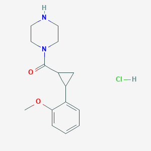 molecular formula C15H21ClN2O2 B15266617 1-([2-(2-Methoxyphenyl)cyclopropyl]carbonyl)piperazine hydrochloride 