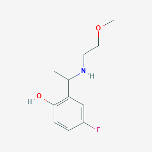 molecular formula C11H16FNO2 B15266629 4-Fluoro-2-{1-[(2-methoxyethyl)amino]ethyl}phenol 