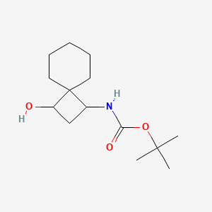 molecular formula C14H25NO3 B15266631 tert-Butyl N-{3-hydroxyspiro[3.5]nonan-1-yl}carbamate CAS No. 1935432-41-9