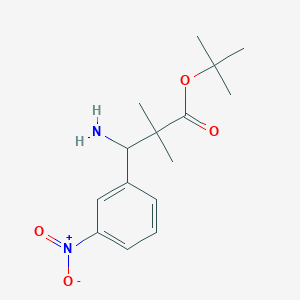 molecular formula C15H22N2O4 B15266649 tert-Butyl 3-amino-2,2-dimethyl-3-(3-nitrophenyl)propanoate 