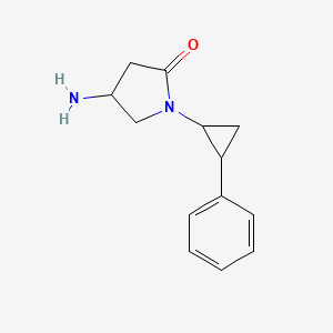 molecular formula C13H16N2O B15266663 4-Amino-1-(2-phenylcyclopropyl)pyrrolidin-2-one 