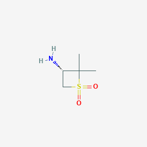 molecular formula C5H11NO2S B15266825 (3S)-3-Amino-2,2-dimethyl-1lambda6-thietane-1,1-dione 