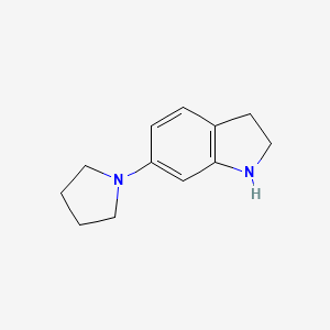 molecular formula C12H16N2 B15266853 6-(Pyrrolidin-1-YL)-2,3-dihydro-1H-indole 