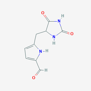 molecular formula C9H9N3O3 B15266863 5-[(2,5-Dioxoimidazolidin-4-yl)methyl]-1H-pyrrole-2-carbaldehyde 