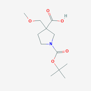 molecular formula C12H21NO5 B1526687 1-[(Tert-butoxy)carbonyl]-3-(methoxymethyl)pyrrolidine-3-carboxylic acid CAS No. 1161428-99-4