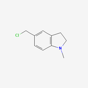 molecular formula C10H12ClN B15266927 5-(Chloromethyl)-1-methyl-2,3-dihydro-1H-indole 