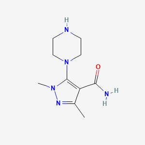 molecular formula C10H17N5O B15267026 1,3-Dimethyl-5-(piperazin-1-yl)-1H-pyrazole-4-carboxamide 