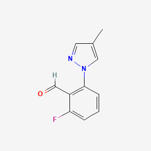 molecular formula C11H9FN2O B15267102 2-Fluoro-6-(4-methyl-1H-pyrazol-1-yl)benzaldehyde 