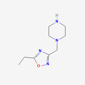 molecular formula C9H16N4O B15267168 1-[(5-Ethyl-1,2,4-oxadiazol-3-yl)methyl]piperazine 