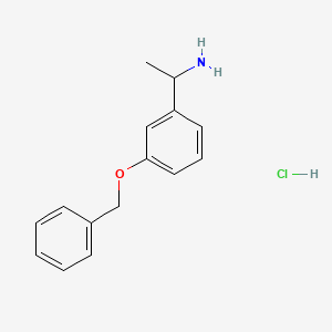 molecular formula C15H18ClNO B15267280 1-[3-(Benzyloxy)phenyl]ethan-1-amine hydrochloride CAS No. 123983-07-3