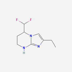molecular formula C9H13F2N3 B15267384 5-(Difluoromethyl)-2-ethyl-5H,6H,7H,8H-imidazo[1,2-a]pyrimidine 