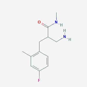 molecular formula C12H17FN2O B15267420 3-Amino-2-[(4-fluoro-2-methylphenyl)methyl]-N-methylpropanamide 
