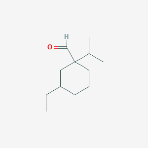 molecular formula C12H22O B15267525 3-Ethyl-1-(propan-2-yl)cyclohexane-1-carbaldehyde 