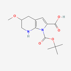 molecular formula C14H20N2O5 B15267552 1-[(tert-Butoxy)carbonyl]-5-methoxy-1H,4H,5H,6H,7H-pyrrolo[2,3-b]pyridine-2-carboxylic acid 