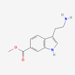 molecular formula C12H14N2O2 B15267569 1H-Indole-6-carboxylic acid, 3-(2-aminoethyl)-, methyl ester 