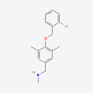 molecular formula C17H20ClNO B15267630 ({4-[(2-Chlorophenyl)methoxy]-3,5-dimethylphenyl}methyl)(methyl)amine 