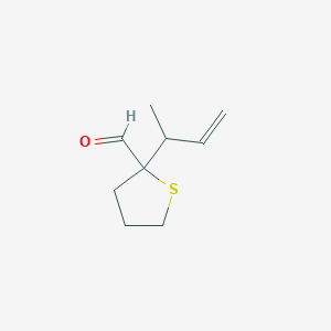 molecular formula C9H14OS B15267631 2-(But-3-en-2-yl)thiolane-2-carbaldehyde 