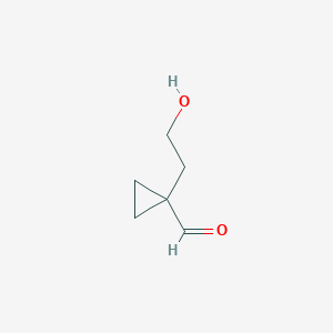 molecular formula C6H10O2 B15267654 1-(2-Hydroxyethyl)cyclopropane-1-carbaldehyde 