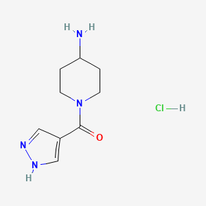 molecular formula C9H15ClN4O B15267680 1-(1H-Pyrazole-4-carbonyl)piperidin-4-amine hydrochloride 
