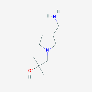 molecular formula C9H20N2O B1526769 1-[3-(Aminomethyl)pyrrolidin-1-yl]-2-methylpropan-2-ol CAS No. 1250984-97-4