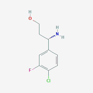 molecular formula C9H11ClFNO B15267771 (3S)-3-Amino-3-(4-chloro-3-fluorophenyl)propan-1-OL 