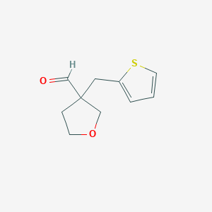 molecular formula C10H12O2S B15267810 3-(Thiophen-2-ylmethyl)oxolane-3-carbaldehyde 