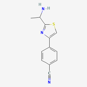 molecular formula C12H11N3S B1526785 4-[2-(1-Aminoethyl)-1,3-thiazol-4-yl]benzonitrile CAS No. 1249162-37-5