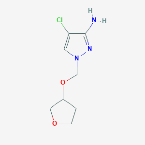 molecular formula C8H12ClN3O2 B15267861 4-Chloro-1-[(oxolan-3-yloxy)methyl]-1H-pyrazol-3-amine 