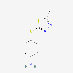 molecular formula C9H15N3S2 B15268018 4-[(5-Methyl-1,3,4-thiadiazol-2-yl)sulfanyl]cyclohexan-1-amine 