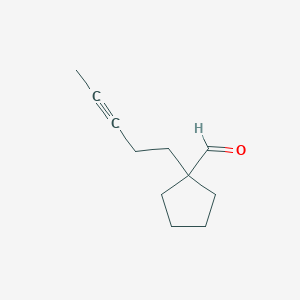 molecular formula C11H16O B15268065 1-(Pent-3-yn-1-yl)cyclopentane-1-carbaldehyde 