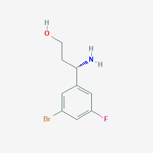 molecular formula C9H11BrFNO B15268207 (3S)-3-Amino-3-(3-bromo-5-fluorophenyl)propan-1-OL 