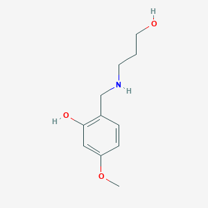 molecular formula C11H17NO3 B15268214 2-{[(3-Hydroxypropyl)amino]methyl}-5-methoxyphenol 
