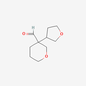molecular formula C10H16O3 B15268258 3-(Oxolan-3-yl)oxane-3-carbaldehyde 