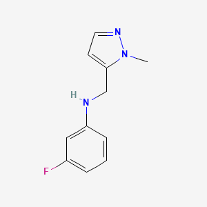 molecular formula C11H12FN3 B15268296 3-Fluoro-N-[(1-methyl-1H-pyrazol-5-yl)methyl]aniline 