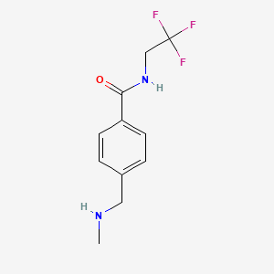 molecular formula C11H13F3N2O B15268323 4-[(Methylamino)methyl]-N-(2,2,2-trifluoroethyl)benzamide 