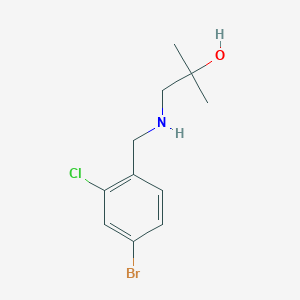 molecular formula C11H15BrClNO B15268397 1-{[(4-Bromo-2-chlorophenyl)methyl]amino}-2-methylpropan-2-ol 