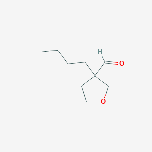 molecular formula C9H16O2 B15268411 3-Butyloxolane-3-carbaldehyde 