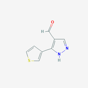 molecular formula C8H6N2OS B1526846 3-(thiophen-3-yl)-1H-pyrazole-4-carbaldehyde CAS No. 1249172-47-1