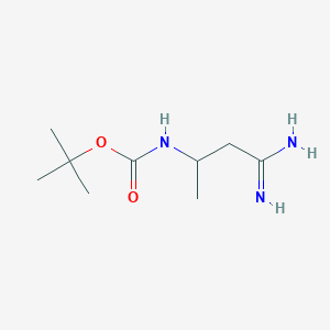 molecular formula C9H19N3O2 B1526849 tert-butyl N-(1-carbamimidoylpropan-2-yl)carbamate CAS No. 1330829-46-3