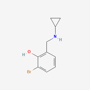 molecular formula C10H12BrNO B15268538 2-Bromo-6-[(cyclopropylamino)methyl]phenol 