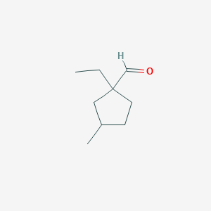 molecular formula C9H16O B15268622 1-Ethyl-3-methylcyclopentane-1-carbaldehyde 