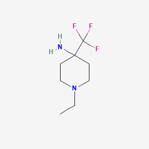 molecular formula C8H15F3N2 B15268715 1-Ethyl-4-(trifluoromethyl)piperidin-4-amine 