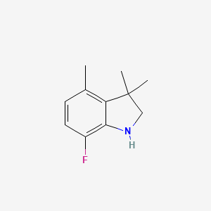 molecular formula C11H14FN B15268760 7-fluoro-3,3,4-trimethyl-2,3-dihydro-1H-indole 