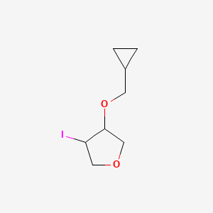molecular formula C8H13IO2 B15268891 3-(Cyclopropylmethoxy)-4-iodooxolane 