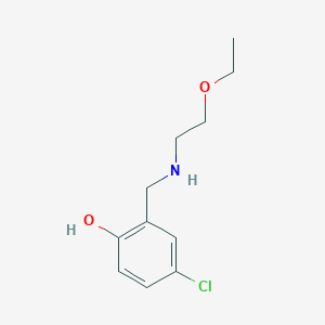 molecular formula C11H16ClNO2 B15268979 4-Chloro-2-{[(2-ethoxyethyl)amino]methyl}phenol 