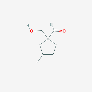 molecular formula C8H14O2 B15269121 1-(Hydroxymethyl)-3-methylcyclopentane-1-carbaldehyde 
